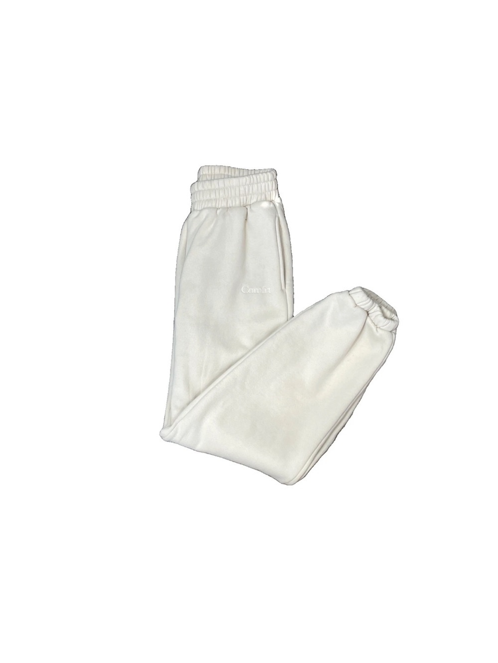Comfrt Fleece Sweatpants Joggers Pants Women’s Medium beige Embroidered Soft
